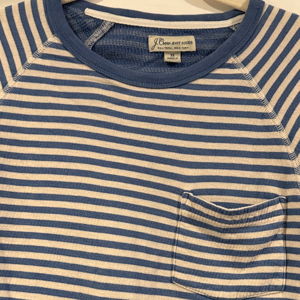 J. Crew Blue and White Striped Crewneck Sweater - Picture 2 of 3